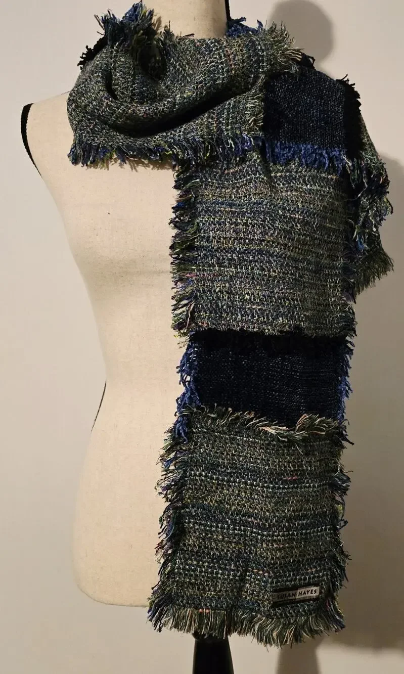 Susan Hayes Hand Loomed Handmade Chenille Rectangle Scarf USA Made 9